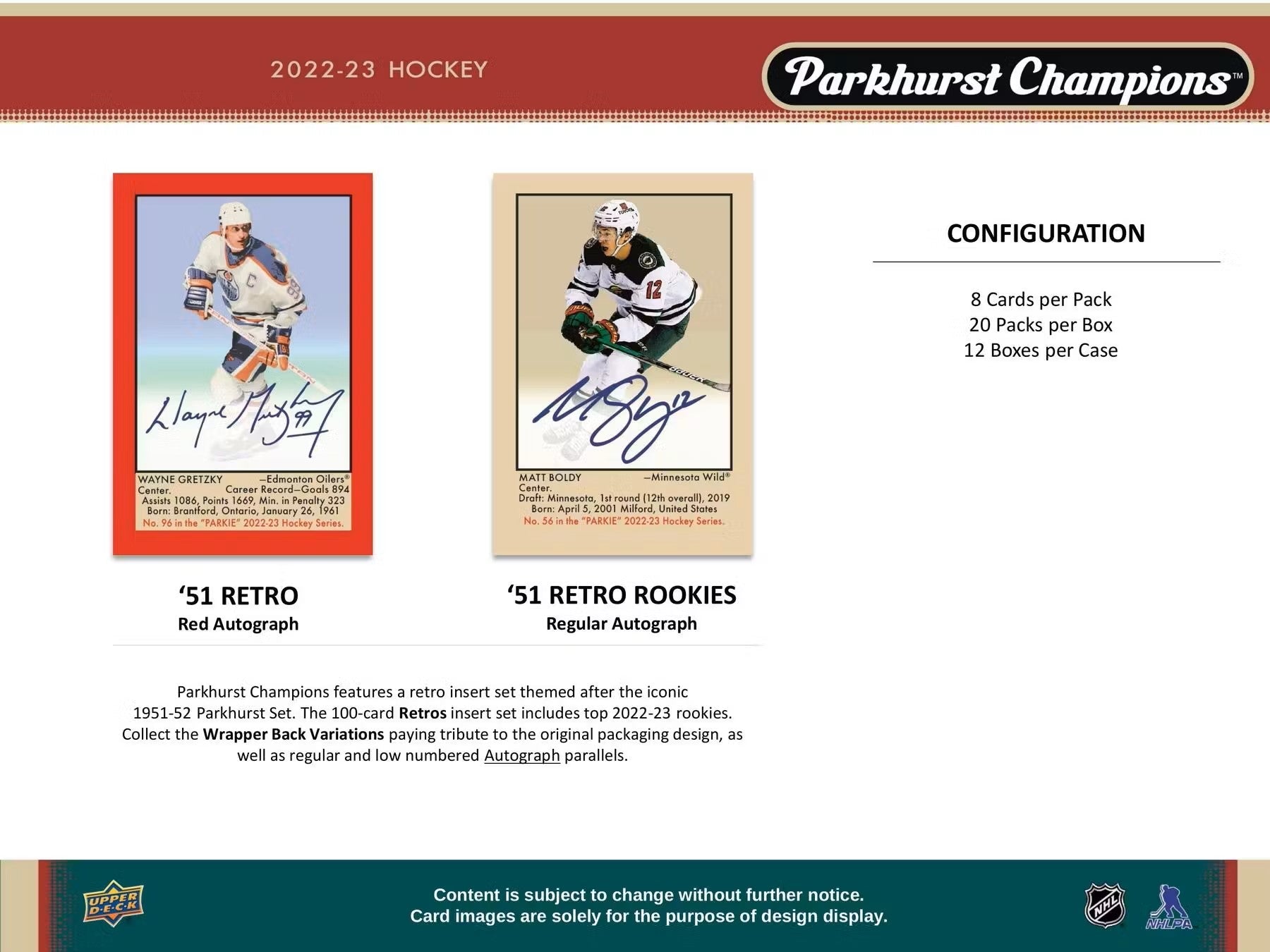 2022 - 23 Upper Deck Parkhurst Champions Hockey Hobby Box - Columbia Hobby - Sports Card Boxes - Toploaders - Card Savers