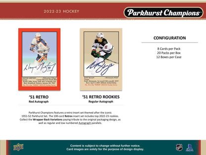 2022 - 23 Upper Deck Parkhurst Champions Hockey Hobby Box - Columbia Hobby - Sports Card Boxes - Toploaders - Card Savers