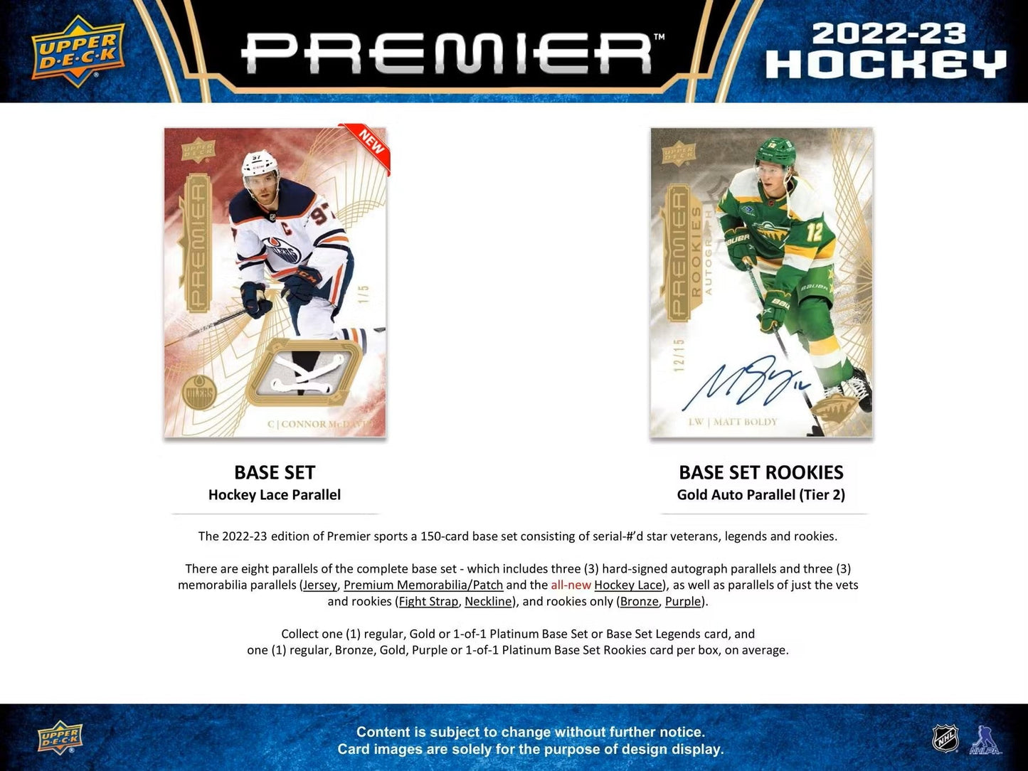 2022 - 23 Upper Deck Premier Hockey Hobby Box - Columbia Hobby - Sports Card Boxes - Toploaders - Card Savers
