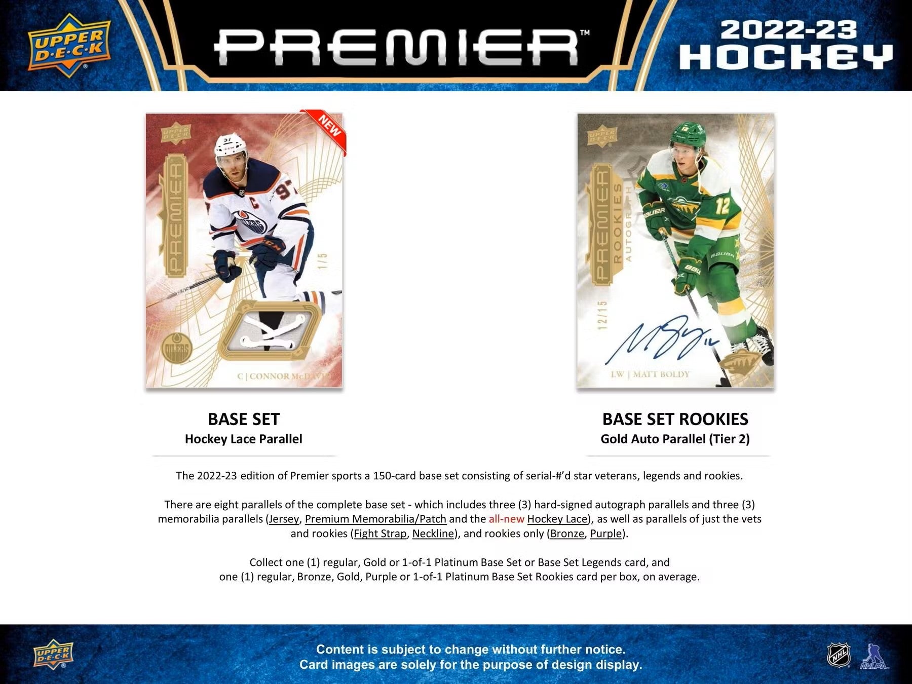 2022 - 23 Upper Deck Premier Hockey Hobby Box - Columbia Hobby - Sports Card Boxes - Toploaders - Card Savers