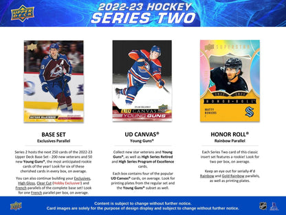 2022 - 23 Upper Deck Series 2 Hockey Hobby Box - Columbia Hobby - Sports Card Boxes - Toploaders - Card Savers