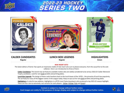 2022 - 23 Upper Deck Series 2 Hockey Hobby Box - Columbia Hobby - Sports Card Boxes - Toploaders - Card Savers