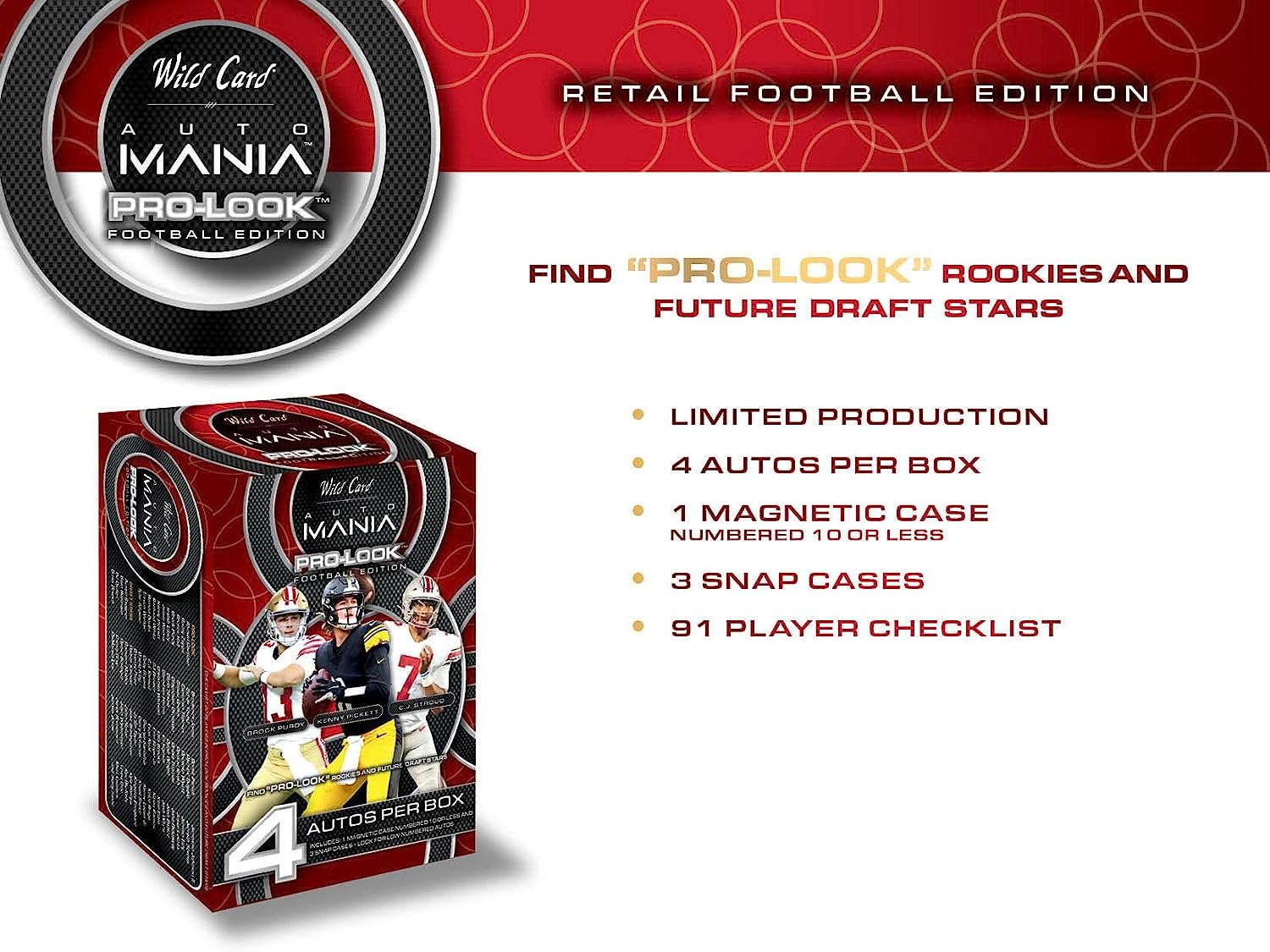 2022 Wild Card Auto Mania Pro Look Football Retail Box - Columbia Hobby - Sports Card Boxes - Toploaders - Card Savers