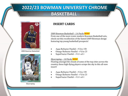 2022/23 Bowman University Chrome Basketball 7 - Pack Blaster Box - Columbia Hobby - Sports Card Boxes - Toploaders - Card Savers