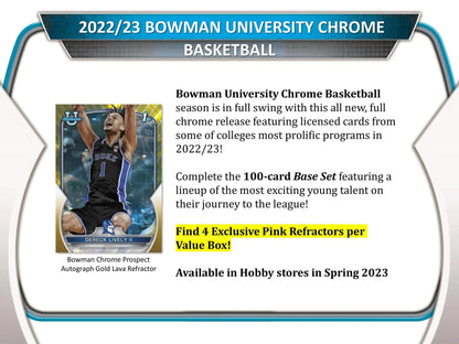 2022/23 Bowman University Chrome Basketball 7 - Pack Blaster Box - Columbia Hobby - Sports Card Boxes - Toploaders - Card Savers