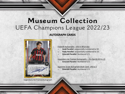 2022/23 Topps Museum Collection UEFA Champions League Soccer Hobby Box - Columbia Hobby - Sports Card Boxes - Toploaders - Card Savers