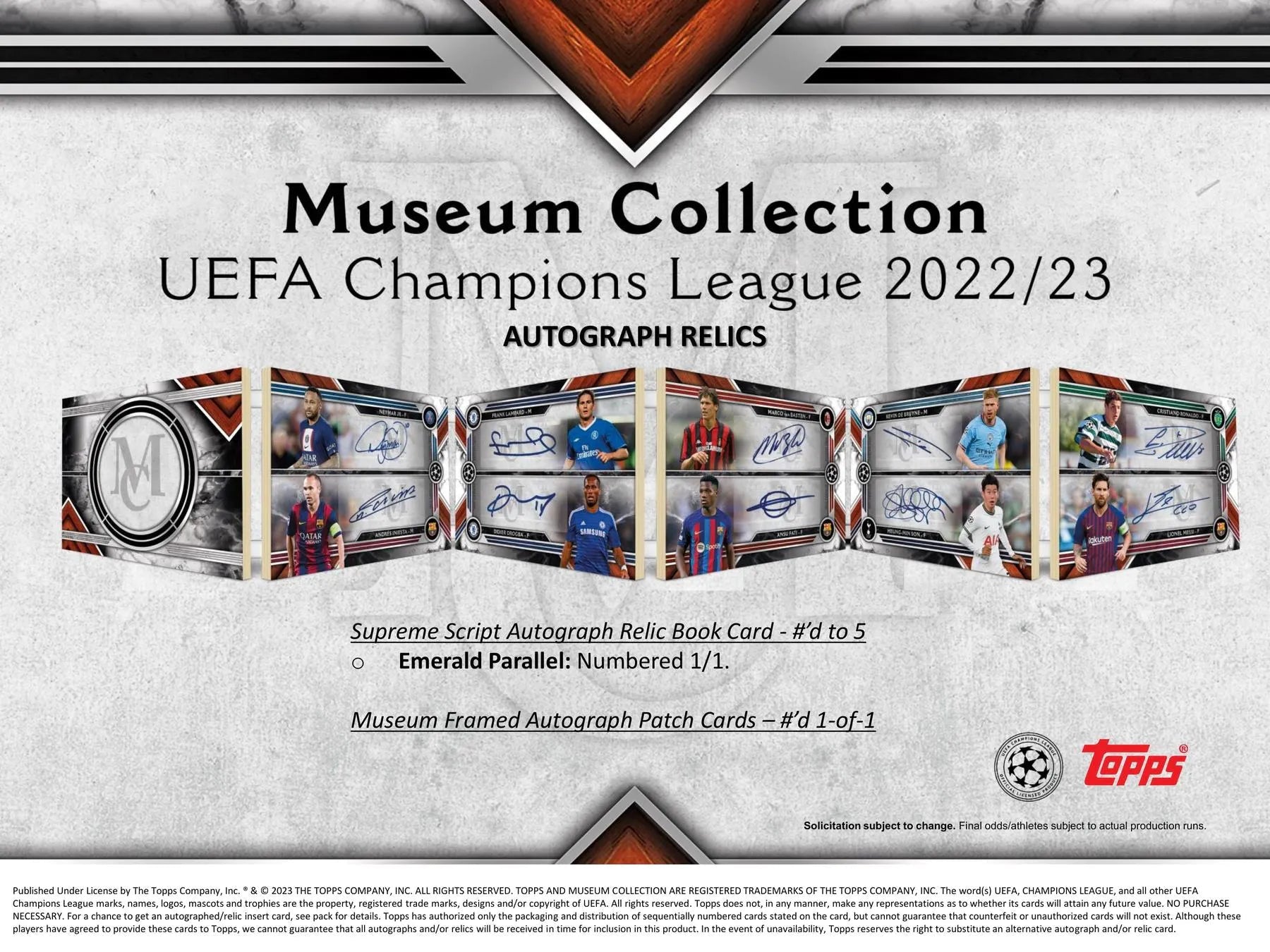 2022/23 Topps Museum Collection UEFA Champions League Soccer Hobby Box - Columbia Hobby - Sports Card Boxes - Toploaders - Card Savers
