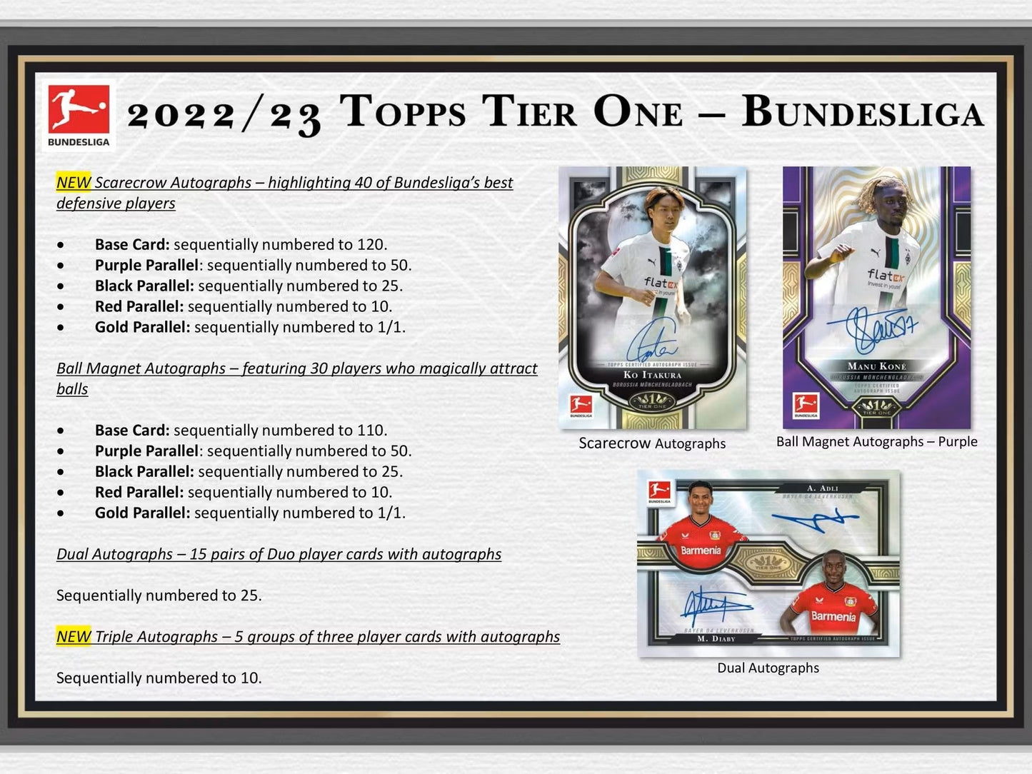 2022/23 Topps Tier One Bundesliga Soccer Hobby Box - Columbia Hobby - Sports Card Boxes - Toploaders - Card Savers
