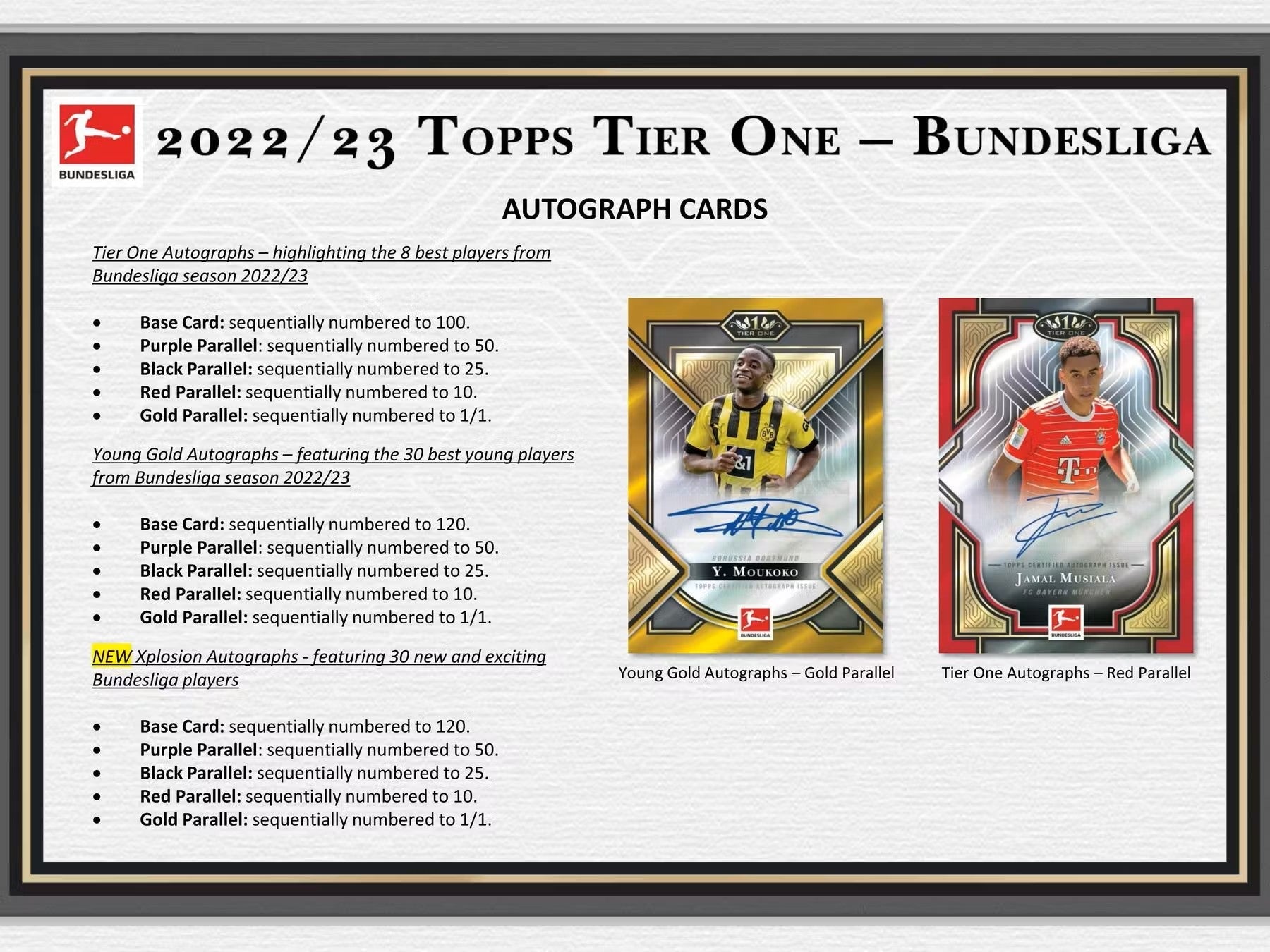 2022/23 Topps Tier One Bundesliga Soccer Hobby Box - Columbia Hobby - Sports Card Boxes - Toploaders - Card Savers