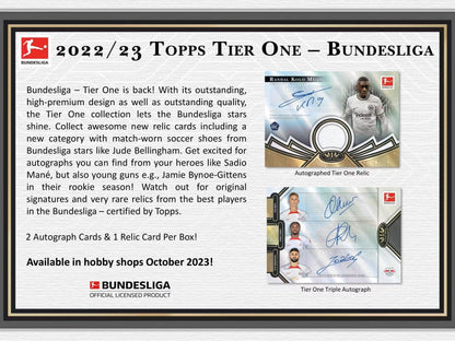 2022/23 Topps Tier One Bundesliga Soccer Hobby Box - Columbia Hobby - Sports Card Boxes - Toploaders - Card Savers