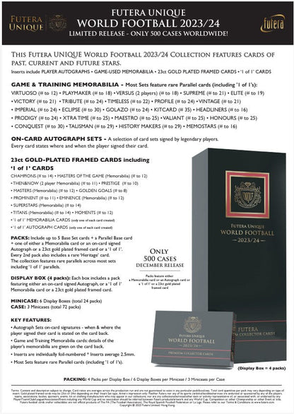 2023 - 24 Futera Unique World Football Soccer Premium Collector Card Box - Columbia Hobby - Sports Card Boxes - Toploaders - Card Savers
