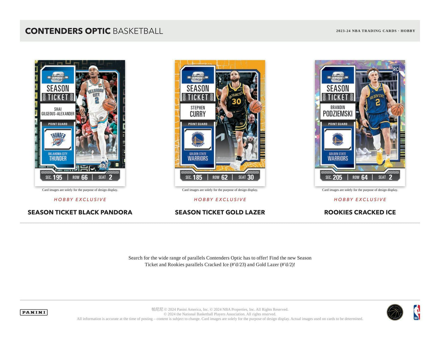 2023 - 24 Panini Contenders Optic Basketball Hobby Box - Columbia Hobby - Sports Card Boxes - Toploaders - Card Savers