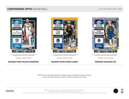 2023 - 24 Panini Contenders Optic Basketball Hobby Box - Columbia Hobby - Sports Card Boxes - Toploaders - Card Savers