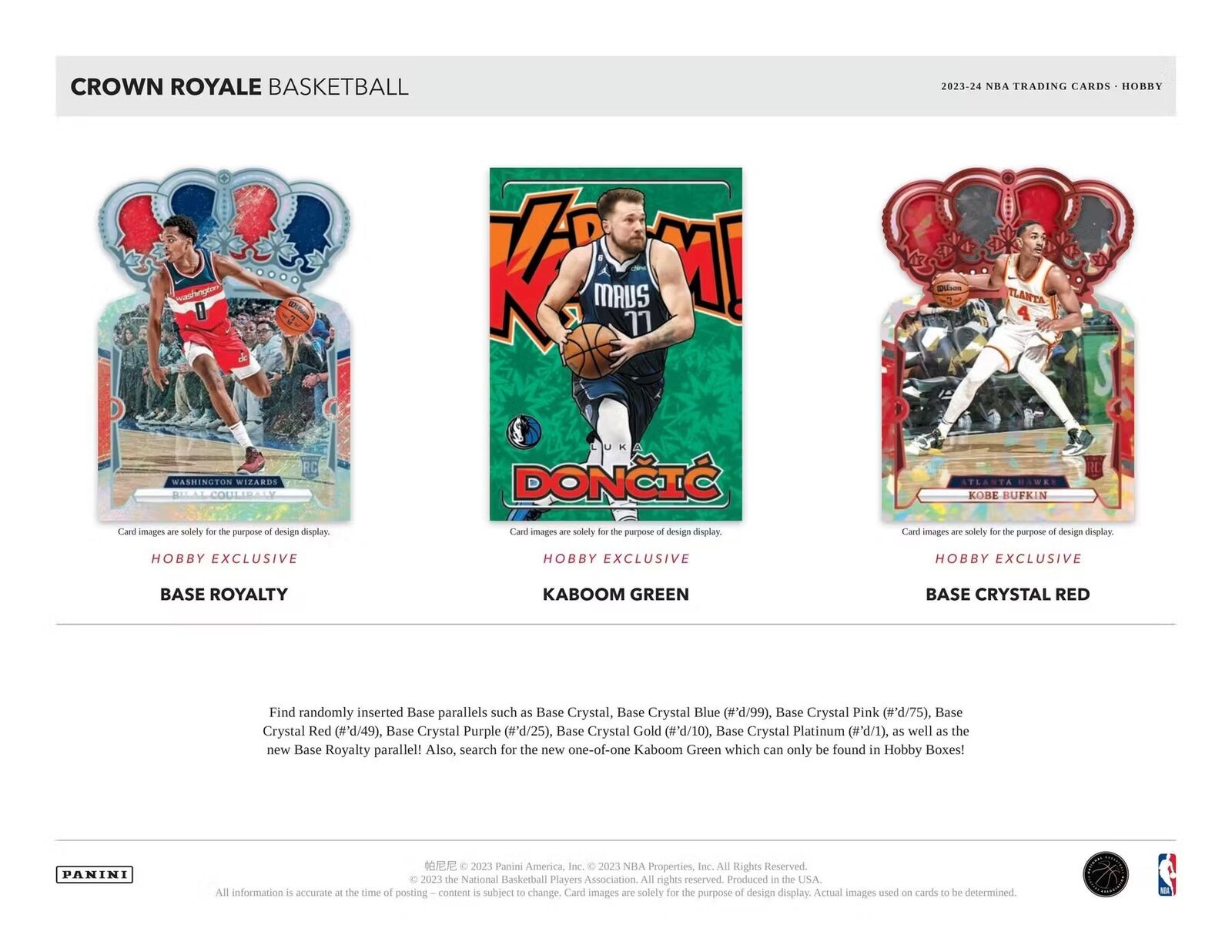 2023 - 24 Panini Crown Royale NBA Basketball Hobby Box - Columbia Hobby - Sports Card Boxes - Toploaders - Card Savers