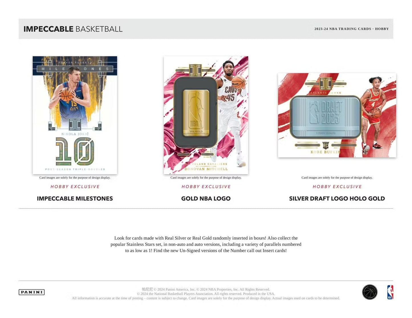 2023 - 24 Panini Impeccable Basketball Hobby Box - Columbia Hobby - Sports Card Boxes - Toploaders - Card Savers