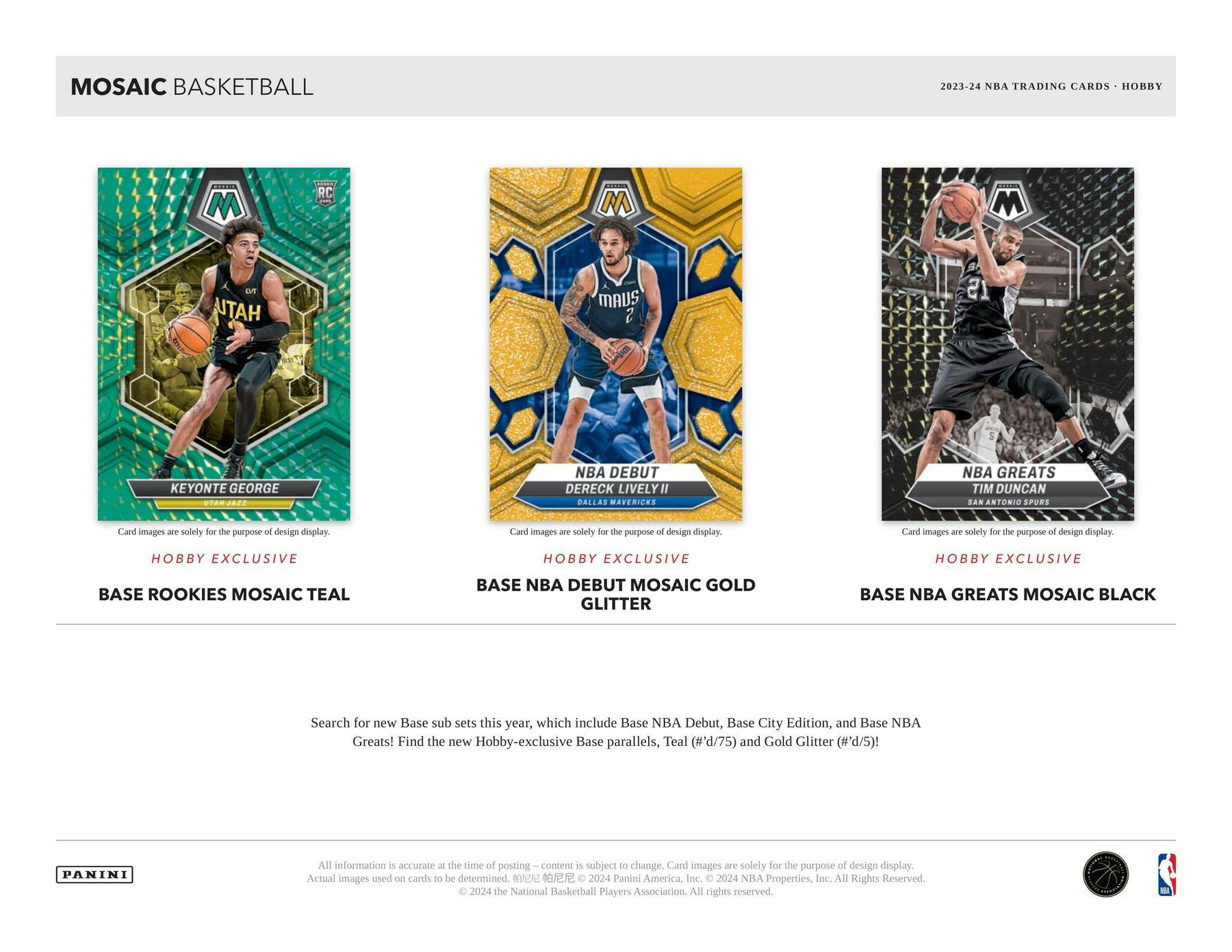 2023 - 24 Panini Mosaic Basketball Hobby Box - Columbia Hobby - Sports Card Boxes - Toploaders - Card Savers