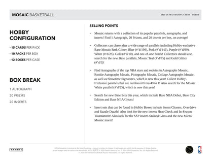 2023 - 24 Panini Mosaic Basketball Hobby Box - Columbia Hobby - Sports Card Boxes - Toploaders - Card Savers