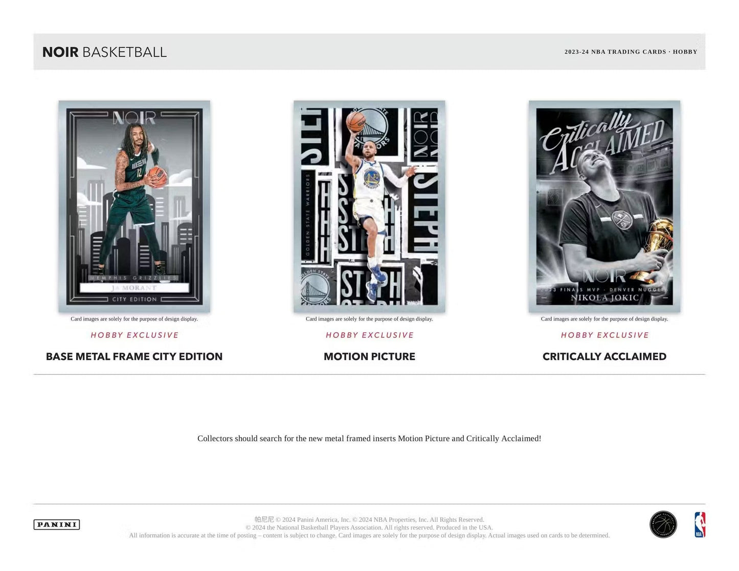 2023 - 24 Panini Noir Basketball Hobby Box - Columbia Hobby - Sports Card Boxes - Toploaders - Card Savers