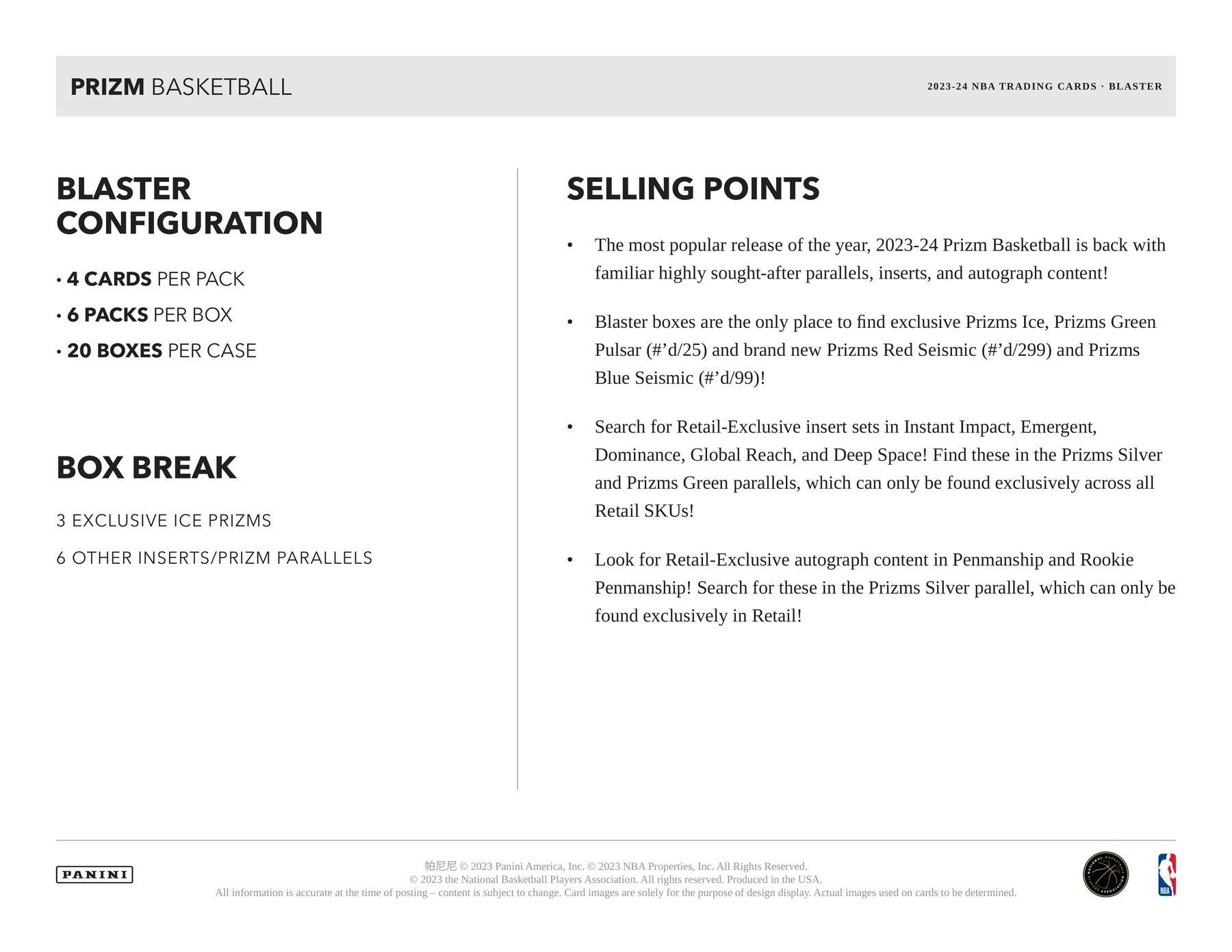 2023 - 24 Panini Prizm Basketball 6 - Pack Blaster Box (Ice Prizms!) - Columbia Hobby - Sports Card Boxes - Toploaders - Card Savers