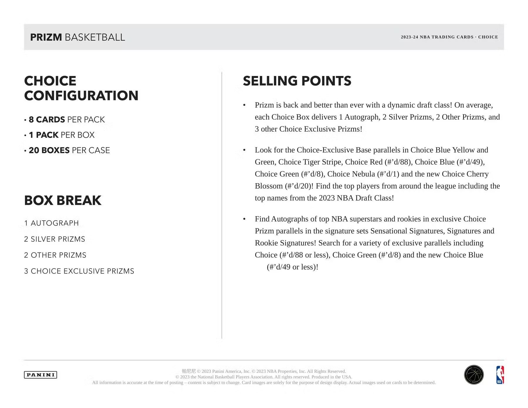 2023 - 24 Panini Prizm Basketball Choice Box - Columbia Hobby - Sports Card Boxes - Toploaders - Card Savers