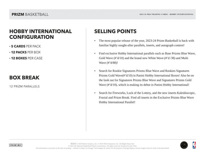 2023 - 24 Panini Prizm Basketball International Hobby Box - Columbia Hobby - Sports Card Boxes - Toploaders - Card Savers