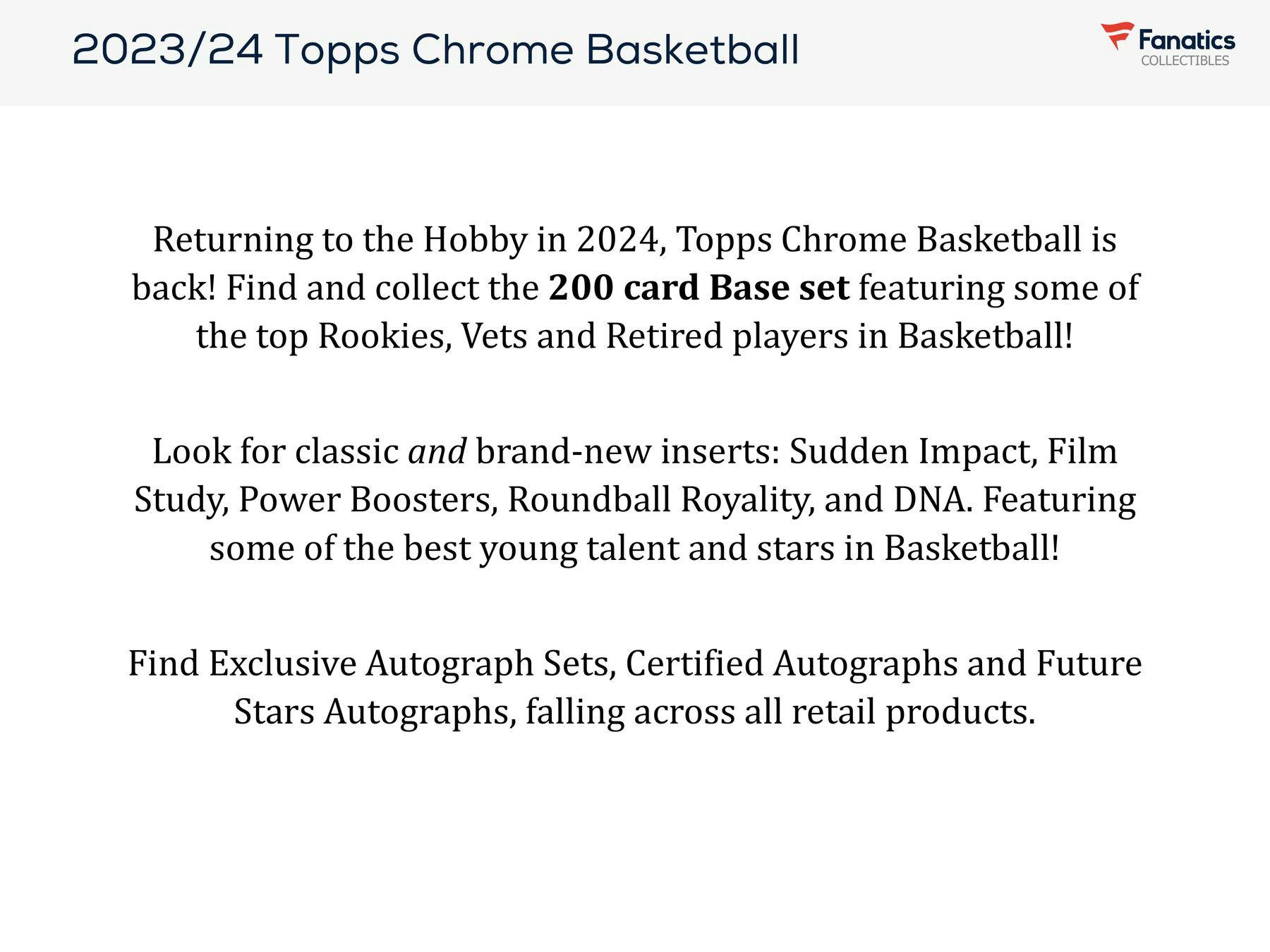 2023 - 24 Topps Chrome Basketball Blaster Box - Columbia Hobby - Sports Card Boxes - Toploaders - Card Savers