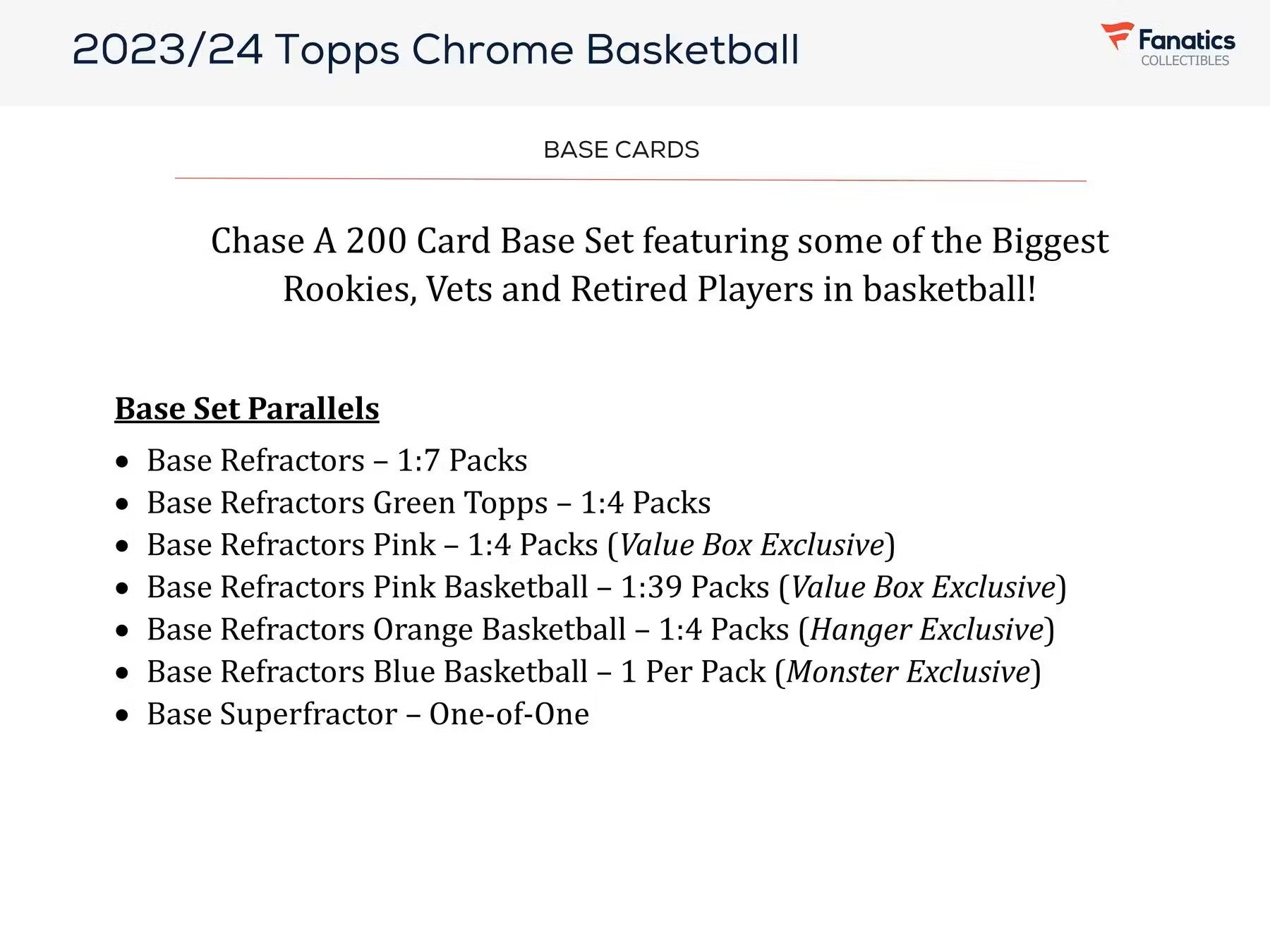 2023 - 24 Topps Chrome Basketball Hanger Box - Columbia Hobby - Sports Card Boxes - Toploaders - Card Savers