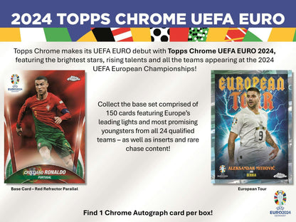2023 - 24 Topps Chrome UEFA Euro Soccer Hobby Box - Columbia Hobby - Sports Card Boxes - Toploaders - Card Savers