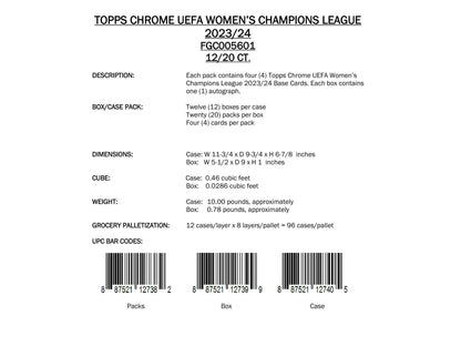 2023 - 24 Topps Chrome UEFA Women's Champions League Soccer Hobby Box - Columbia Hobby - Sports Card Boxes - Toploaders - Card Savers