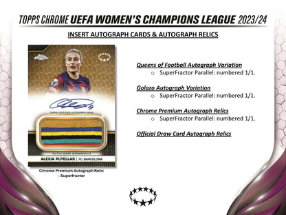 2023 - 24 Topps Chrome UEFA Women's Champions League Soccer Hobby Box - Columbia Hobby - Sports Card Boxes - Toploaders - Card Savers