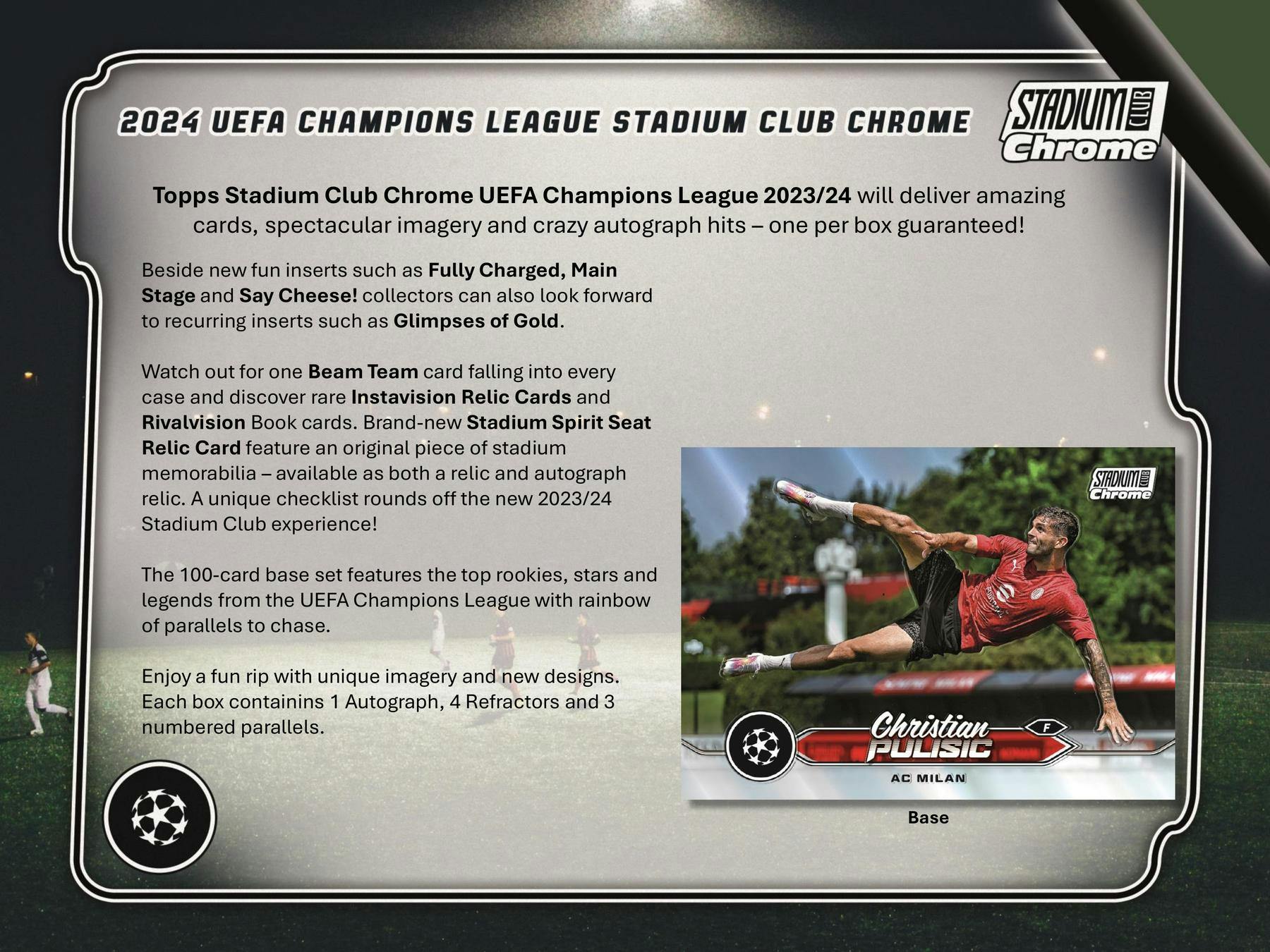 2023 - 24 Topps Stadium Club Chrome UEFA Club Competitions Soccer Hobby Box - Columbia Hobby - Sports Card Boxes - Toploaders - Card Savers