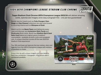2023 - 24 Topps Stadium Club Chrome UEFA Club Competitions Soccer Hobby Box - Columbia Hobby - Sports Card Boxes - Toploaders - Card Savers
