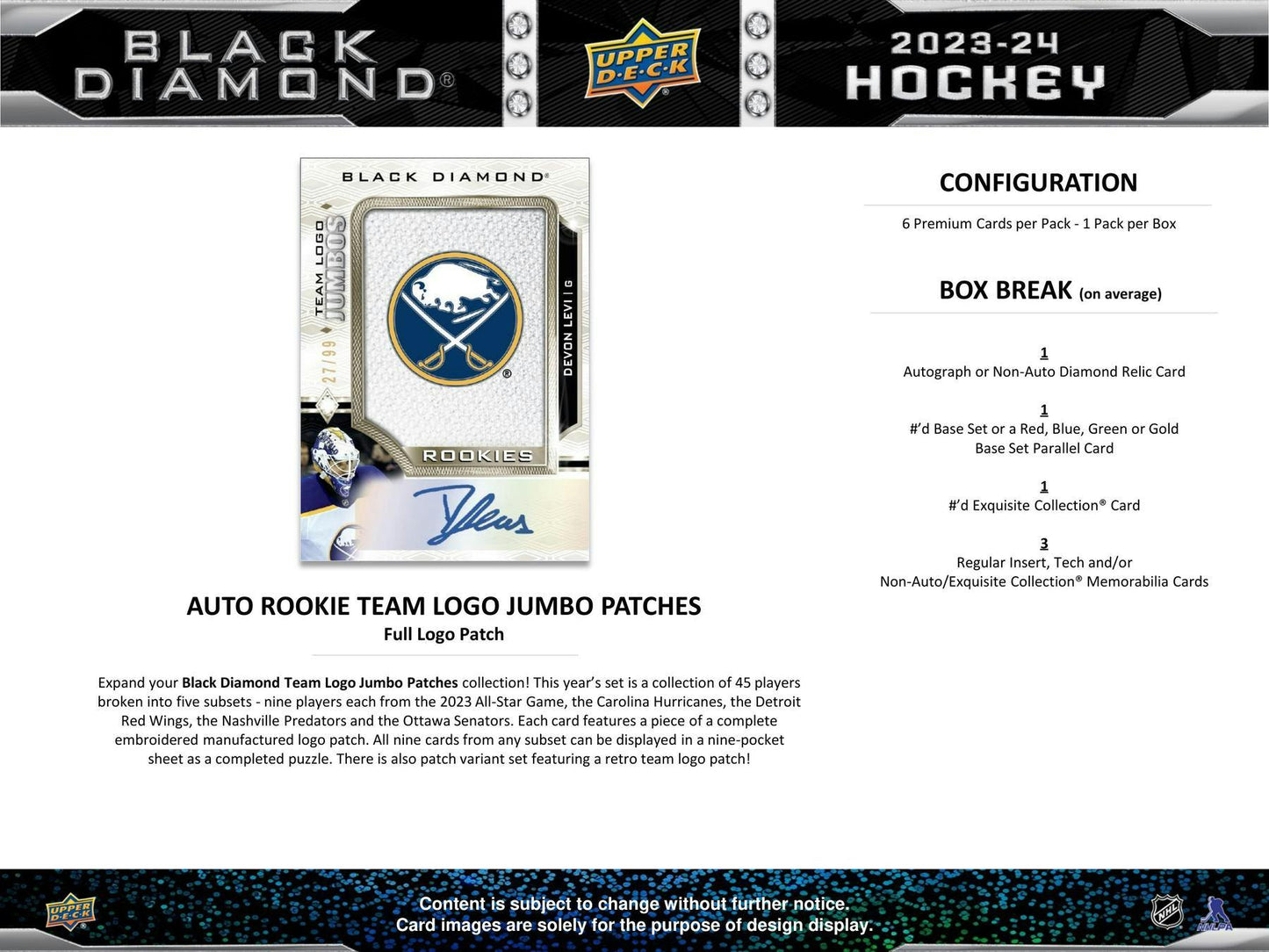 2023 - 24 Upper Deck Black Diamond Hockey Hobby Box - Columbia Hobby - Sports Card Boxes - Toploaders - Card Savers
