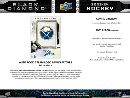 2023 - 24 Upper Deck Black Diamond Hockey Hobby Box - Columbia Hobby - Sports Card Boxes - Toploaders - Card Savers