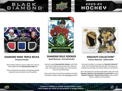 2023 - 24 Upper Deck Black Diamond Hockey Hobby Box - Columbia Hobby - Sports Card Boxes - Toploaders - Card Savers