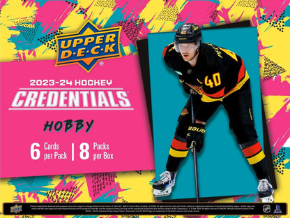2023 - 24 Upper Deck Credentials Hockey Hobby Box - Columbia Hobby - Sports Card Boxes - Toploaders - Card Savers