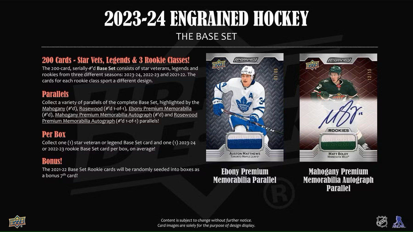 2023 - 24 Upper Deck Engrained Hockey Hobby Box - Columbia Hobby - Sports Card Boxes - Toploaders - Card Savers