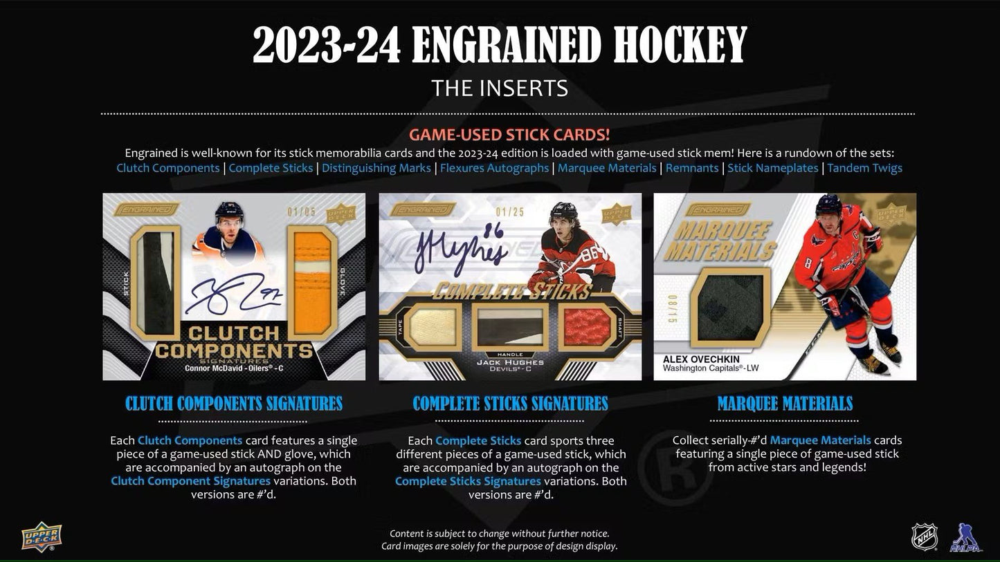 2023 - 24 Upper Deck Engrained Hockey Hobby Box - Columbia Hobby - Sports Card Boxes - Toploaders - Card Savers