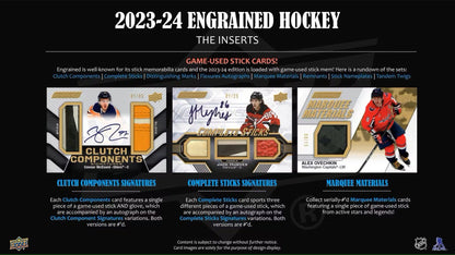 2023 - 24 Upper Deck Engrained Hockey Hobby Box - Columbia Hobby - Sports Card Boxes - Toploaders - Card Savers