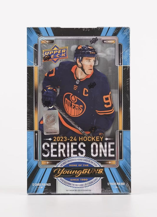 2023 - 24 Upper Deck Series 1 Hockey Hobby Box - Columbia Hobby - Sports Card Boxes - Toploaders - Card Savers