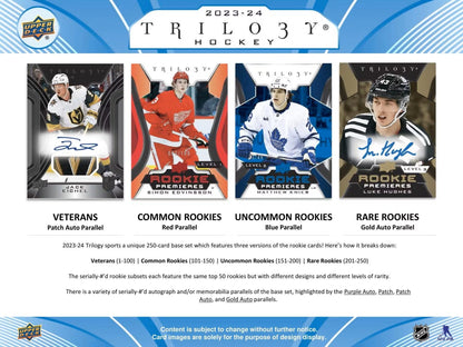 2023 - 24 Upper Deck Trilogy Hockey Hobby Box - Columbia Hobby - Sports Card Boxes - Toploaders - Card Savers