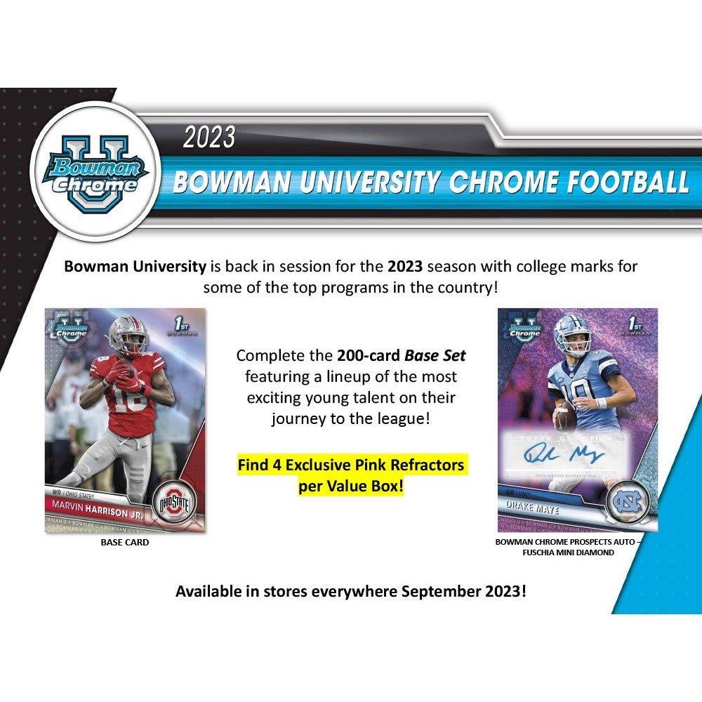 2023 Bowman University Chrome Football Blaster Box - Columbia Hobby - Sports Card Boxes - Toploaders - Card Savers