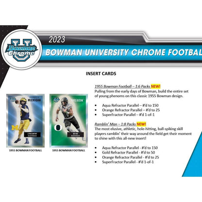 2023 Bowman University Chrome Football Blaster Box - Columbia Hobby - Sports Card Boxes - Toploaders - Card Savers