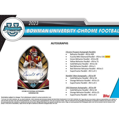 2023 Bowman University Chrome Football Blaster Box - Columbia Hobby - Sports Card Boxes - Toploaders - Card Savers