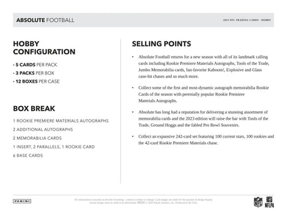 2023 Panini Absolute Football Hobby Box - Columbia Hobby - Sports Card Boxes - Toploaders - Card Savers