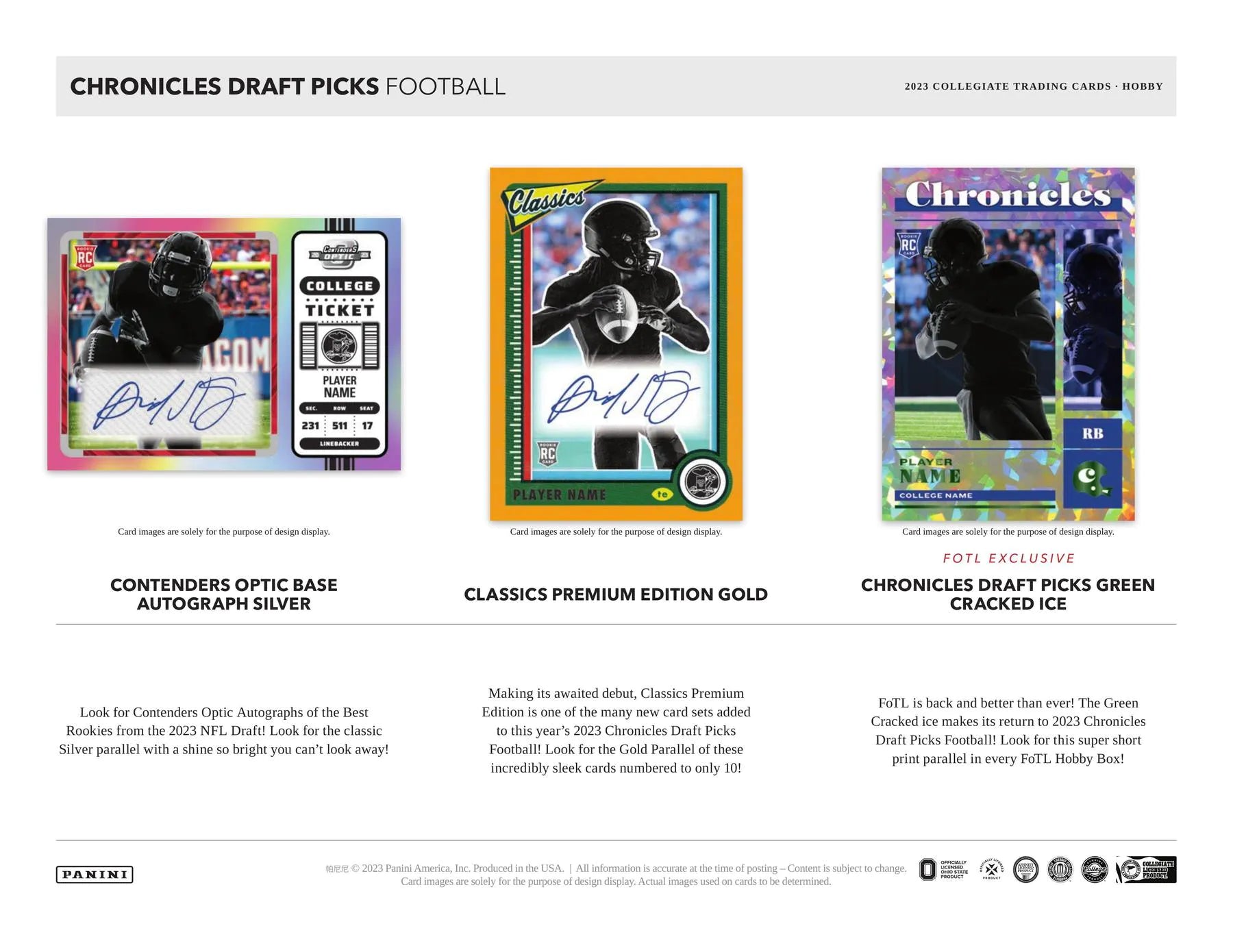 2023 Panini Chronicles Draft Picks Football Hobby Box - Columbia Hobby - Sports Card Boxes - Toploaders - Card Savers