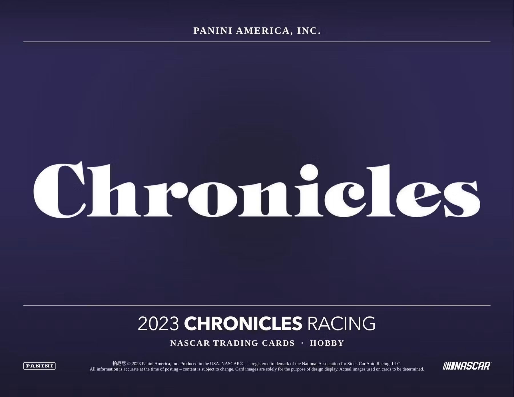 2023 Panini Chronicles Racing Hobby Box - Columbia Hobby - Sports Card Boxes - Toploaders - Card Savers