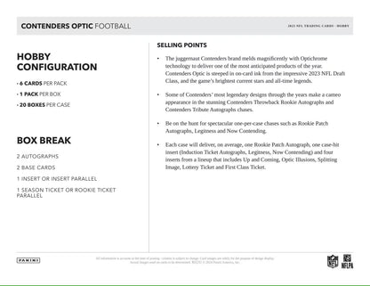2023 Panini Contenders Optic Football Hobby Box - Columbia Hobby - Sports Card Boxes - Toploaders - Card Savers