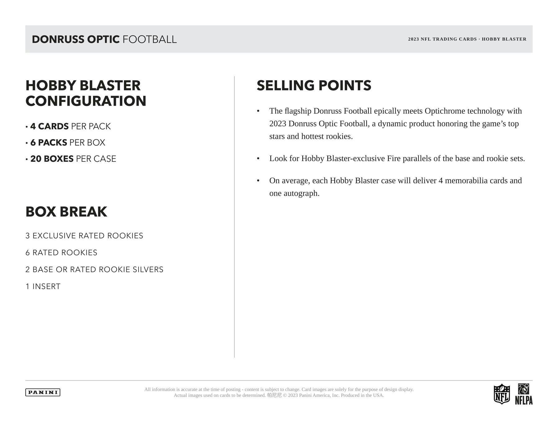 2023 Panini Donruss Optic Football 6 - Pack Hobby Blaster Box (Blue Scope Parallels) - Columbia Hobby - Sports Card Boxes - Toploaders - Card Savers