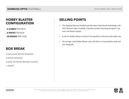 2023 Panini Donruss Optic Football 6 - Pack Hobby Blaster Box (Blue Scope Parallels) - Columbia Hobby - Sports Card Boxes - Toploaders - Card Savers